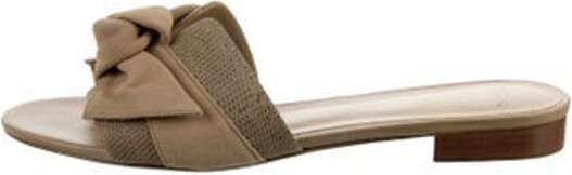Alexandre Birman Embossed Leather Slides Neutrals Bow Accents Designer
