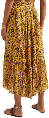 Ulla Johnson Fae Ruffled Floral-print Silk, Cotton And Lurex-blend Skirt