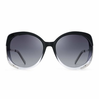 GLINDAR Oversized Polarized Sunglasses for Women Designer Frame Gradient Lens (Black Frame/Polarized Gradient Grey Lens)