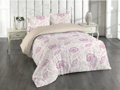 Ambesonne Garden Scene Duvet Cover Set Neutral Boho Poppy Art Off White Pale Fuchsia