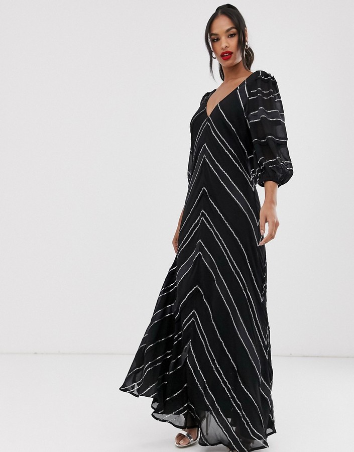 ASOS EDITION sequin & ribbon trapeze maxi dress ShopStyle