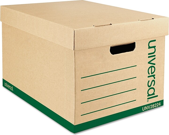 Universal Recycled Record Storage Boxes, Letter, 12" x 10" x 15", Kraft, 12/Ct