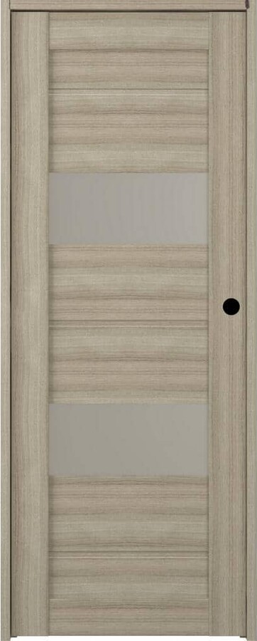 30 in. x 84 in. Vita Left-Hand Solid Core 2-Lite Frosted Glass Shambor Wood Composite Single Prehung Interior Door