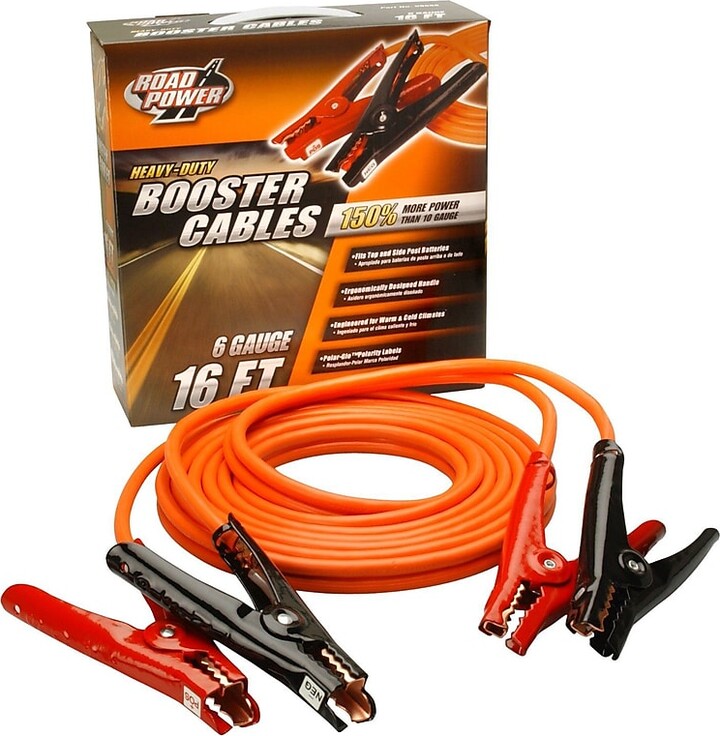 Coleman Cable 08566 6-Gauge Heavy Duty Booster Cables, Polar-Glo Clamps, 16-Feet