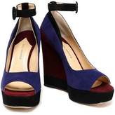 Thumbnail for your product : Paul Andrew Color-Block Suede Wedge Sandals