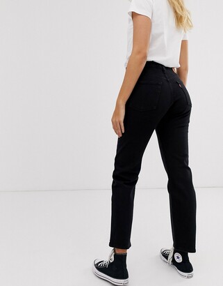 Levi's 501 high rise straight leg crop jeans in black
