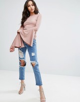 Thumbnail for your product : Missguided Ribbed Flared Sleeve Top