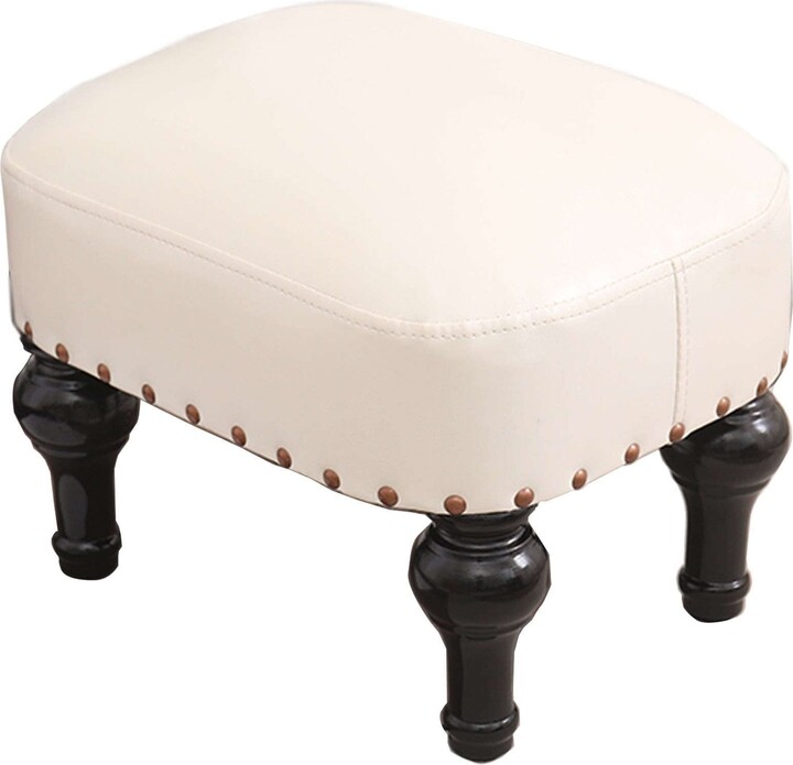 EPOWP Rectangle Leather Ottoman, Vintage Foot Stool Sofa Footrest with