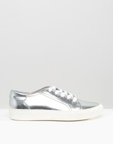 Thumbnail for your product : Faith Silver Metallic Lace Up Sneakers