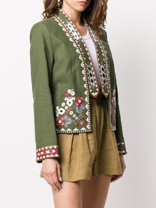 Bazar Deluxe Floral Embroidered Cropped Jacket