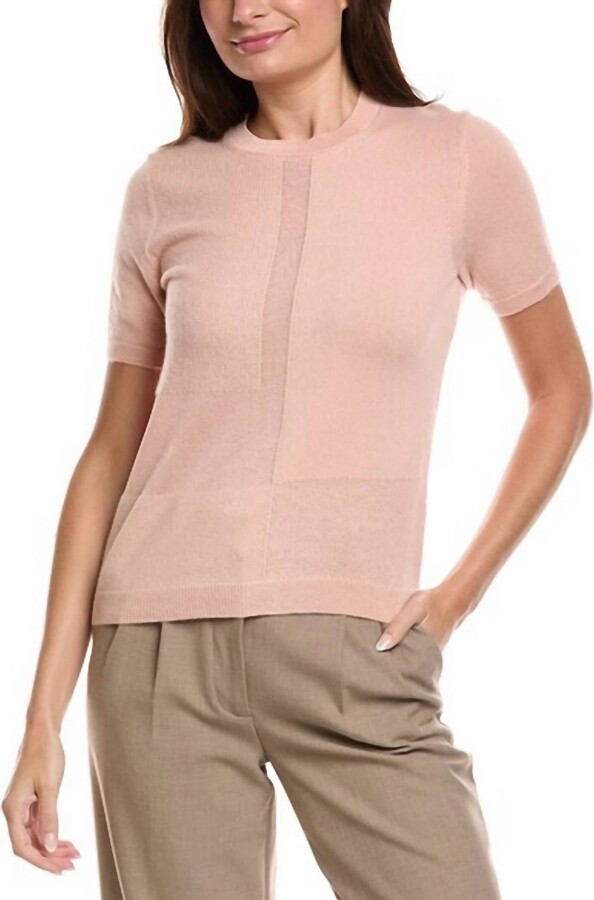 Lafayette 148 Intarsia Cashmere-Blend Sweater In Bluff Pink
