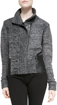 Thumbnail for your product : 7 For All Mankind Marled Leather-Trim Sweater Jacket