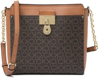 calvin klein shoulder bolsa brown