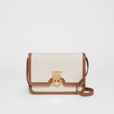 Thumbnail for your product : Burberry Small Two-tone Canvas and Leather TB Bag