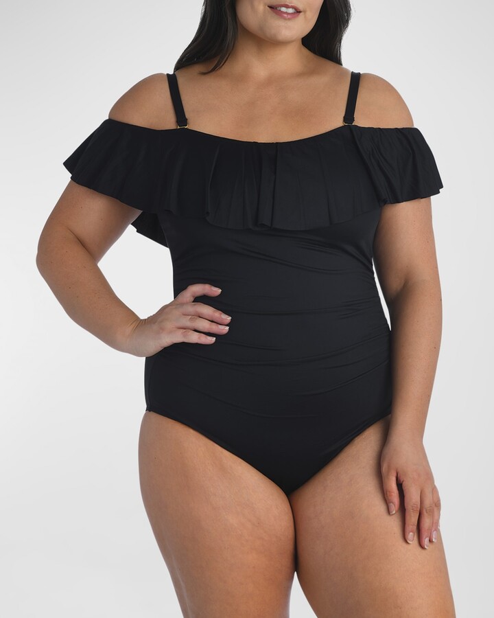 La Blanca Plus Size Island Goddess Ruffle OnePiece Swimsuit ShopStyle