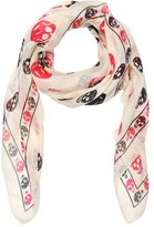 Thumbnail for your product : Alexander McQueen ivory and pink silk chiffon skull print scarf
