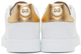 Thumbnail for your product : Dolce & Gabbana White and Gold Pearl Sneakers