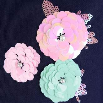GUESS GuessGirls Navy Sequin Flower Sweater