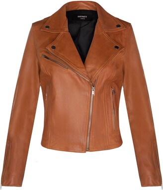 Infinity Leather Ladies Leather Jacket Classic Biker Style Burgundy Real Leather Womens Jacket S