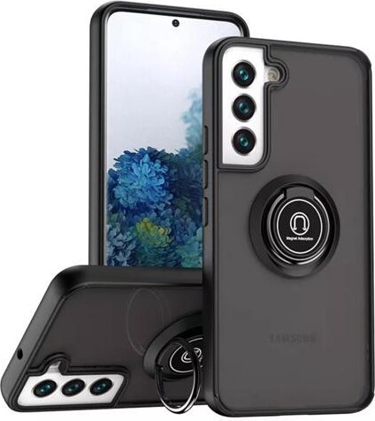 Ice For Samsung Galaxy S21 Plus 5G - Frosted Translucent Case with Magnetic Ring Kickstand - Black - New