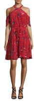 Thumbnail for your product : Shoshanna Cold Shoulder Floral-Print Silk Dress