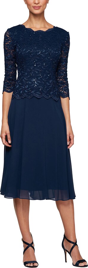 navy tea length dress