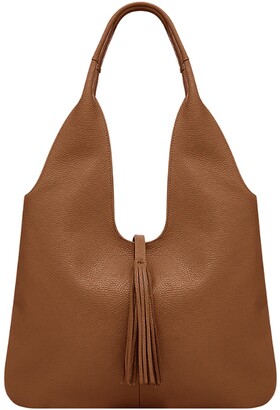Sostter - Camel Tassel Leather Hobo Bag