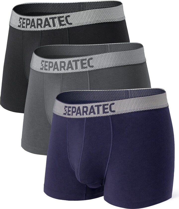 Separatec Men's Boxer Briefs 2.0 Bamboo Rayon Underwear Breathable Moisture  Wicking Dual Pouch 3 Pack (L - ShopStyle
