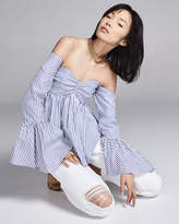 Thumbnail for your product : Caroline Constas Max Off-the-Shoulder Bell-Sleeve Striped Poplin Top