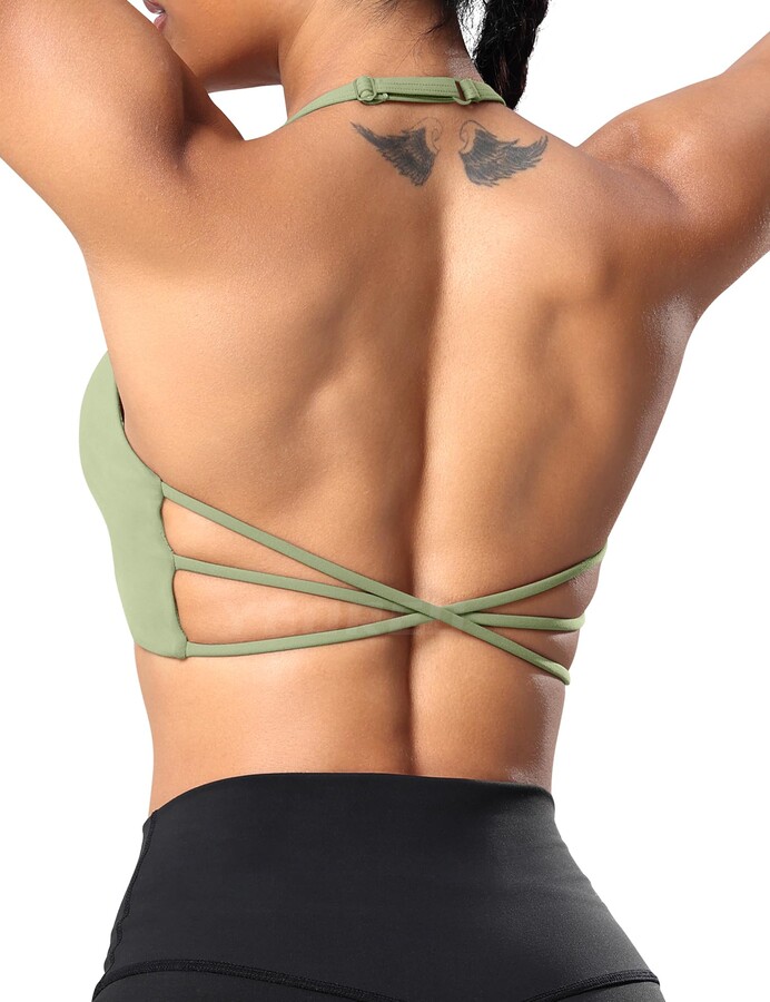  Womens Workout Sports Bras Backless Padded Low
