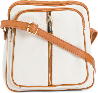 TJMAXX Leather North South Crossbody With Center Zip Closure