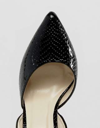 Glamorous Black Snake Heeled Court Shoes