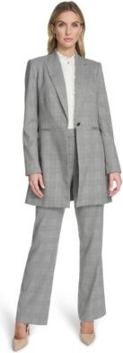 Calvin Klein Womens Houndstooth One Button Jacket Long Sleeve Blouse Modern Fit Pants