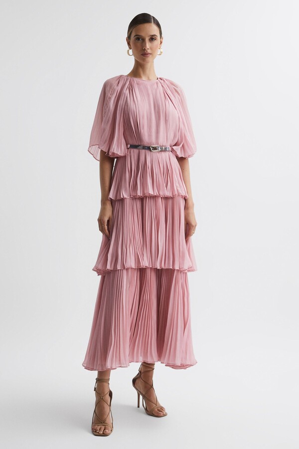 Leo Lin Pleated Tiered Midi Dress ShopStyle