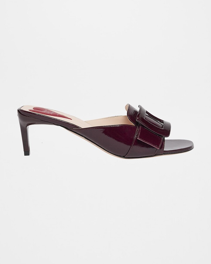 Roger Vivier Patent Leather Buckle Mule Sandals