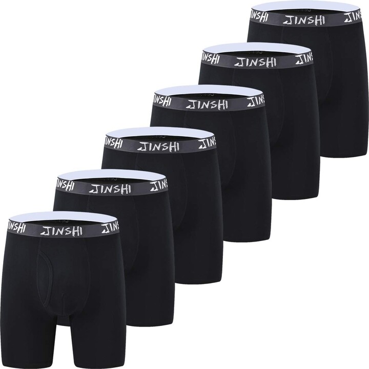 JINSHI Men's Bamboo Boxer Briefs Long Leg Comfortable Underwear ...