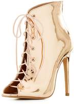 Thumbnail for your product : Charlotte Russe Metallic Lace-Up Peep Toe Booties