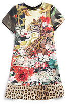 Thumbnail for your product : Roberto Cavalli Girl's Silk Floral Leopard Print Dress