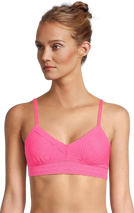 MeUndies All Over Lace V-neck Bralette Women's Bra Knockout Pink : MD, Elastane/Nylon