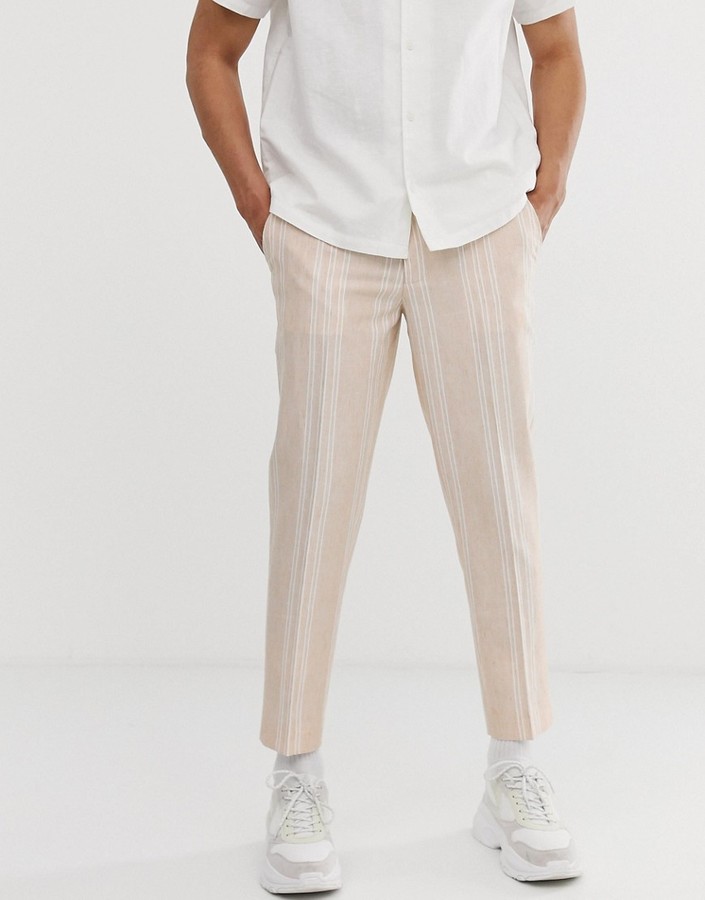 white linen skinny pants