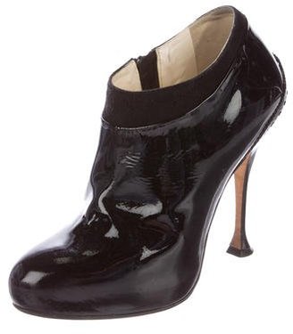 Brian Atwood Patent Leather Brogue Booties