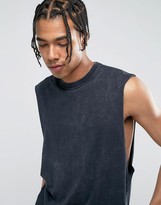 Thumbnail for your product : New Look Longline Sleeveless T-Shirt In Washed Black