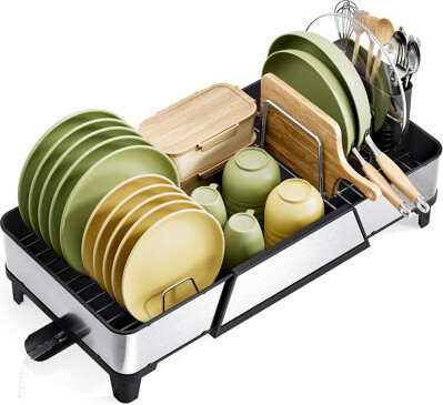 KINGRACK Expandable Dish Drying Rack, Extra Large Dish Rack for Kitchen Counter, Stainless Steel Dish Drying Rack, Foldable Dishes Drainer