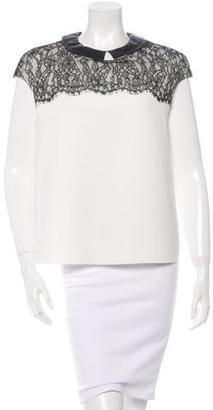 Robert Rodriguez Lace Paneled Leather Trimmed Top