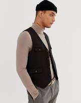 Thumbnail for your product : ASOS Design Skinny Texture Waistcoat In Brown Wool Mix