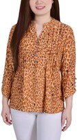 Thumbnail for your product : NY Collection Women's 3/4 Sleeve Overlapped Bell Sleeve Y-Neck Top