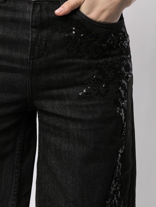 Antonio Marras Floral Sequin Cropped Jeans