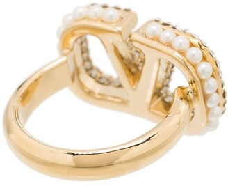Valentino Garavani crystal-embellished VLogo Signature ring