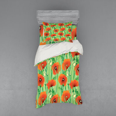 Ambesonne Green Microfiber Farmhouse Duvet Cover Set