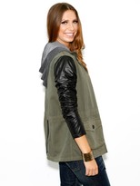 Thumbnail for your product : Jet by John Eshaya Faux Leather Sleeve Army Jacket